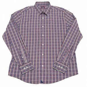 Untuckit Men's Slim Fit Maroon/Blue Plaid Long Sleeve Shirt‎ Size XL